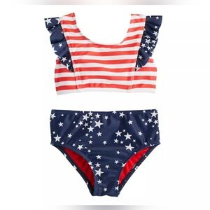 Toddler Girl Jumping Beans Red, White, and Blue Bikini Top and Bottoms Set
